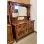 Mahogany mirror back sideboard with turned pilasters,