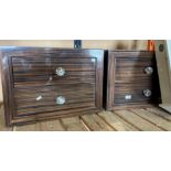 A pair of wood-finish two drawer chests,