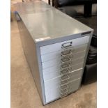 A Bisley ten drawer grey metal index cabinet,