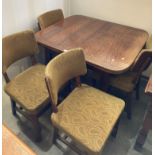 Oak dining table and four oak dining chairs,