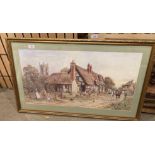 J L Chapman large framed print 'Country Village Scene' 40cm x 73cm (Saleroom location: Gallery)