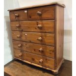 Pine six drawer chest of drawers (two short and four long),