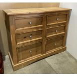 Large pine six drawer chest of drawers,