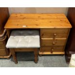 Pine three drawer dressing table,