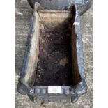 Small black metal rectangular planter,