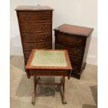 Three assorted mahogany finish items including six drawer chest of drawers,