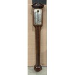 A Comitti, Holborn 20th century mercury stick barometer in mahogany case with inlay,