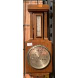 W Greenwood & Sons Leeds and Huddersfield oak cased barometer (as seen, lacks mercury),