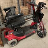 A Pride Mobility Products Corp Go Go Ultra three-wheel mobility scooter - no keys, non runner,