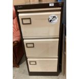 A Silverline brown and beige three drawer metal filling cabinet (saleroom location: SBP OE)
