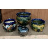 Four assorted glazed ceramic pots (Saleroom location: Kit)