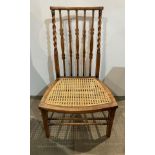 19th century Arts & Crafts bedroom chair with woven rush seat with barley-twist spindles (Saleroom