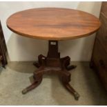 19th century oval mahogany side table with ebonised and satinwood inlay,
