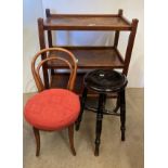 A child's bentwood chair with woven seat (damaged),