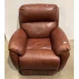 Brown leather manual reclining armchair (Saleroom location: Kit)