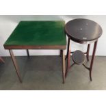 Two items, a dark mahogany oval hall table with inlay and undertray, 66cm x 48cm x 73cm high,