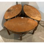 A nest of mid-century Trinity teak tables by Nathan Furniture, some marks and fading,