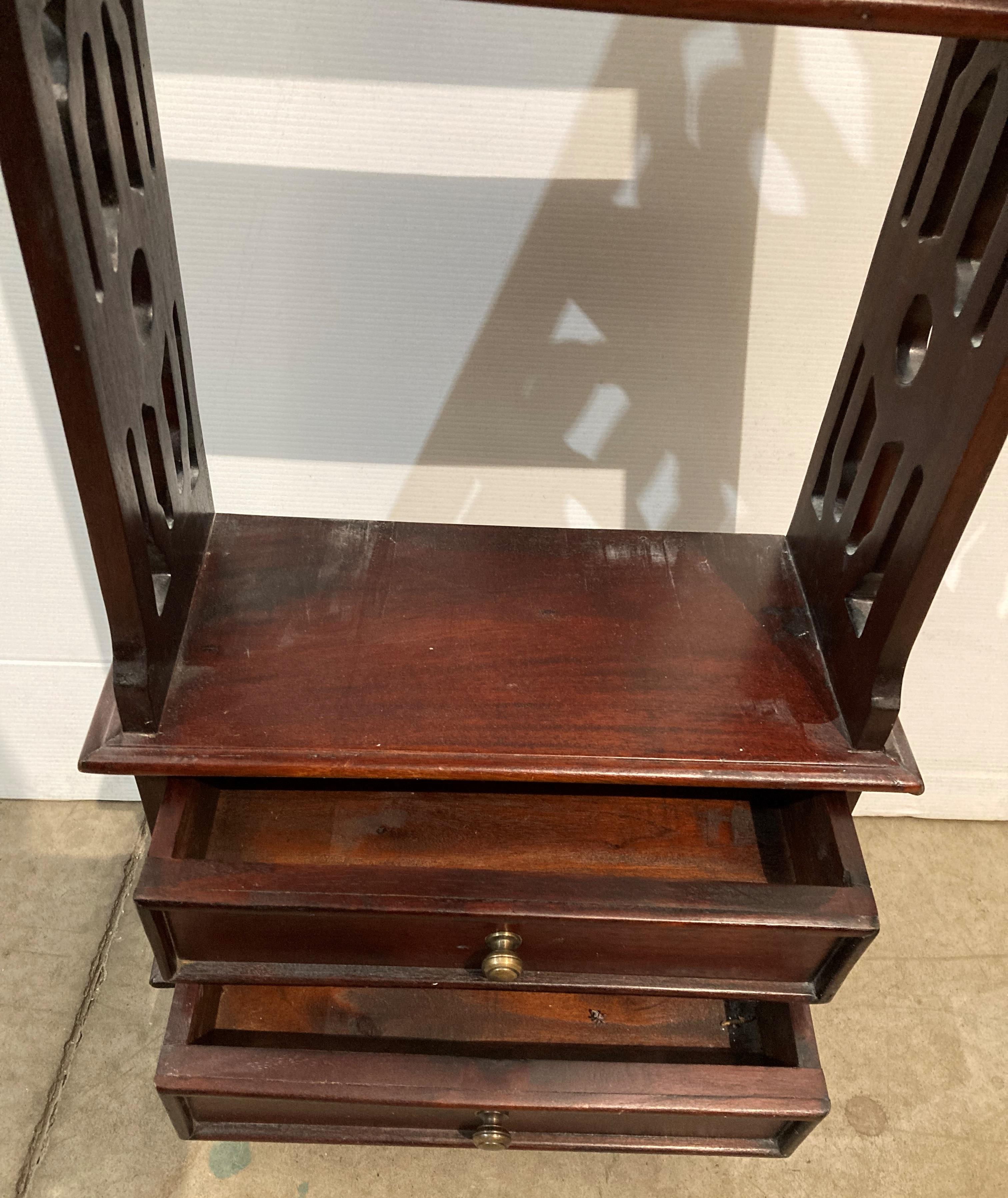 Dark mahogany narrow bookcase with two bottom drawers, - Image 2 of 3