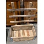 A pine planter with trellis, 65cm x 33cm x 20cm deep,