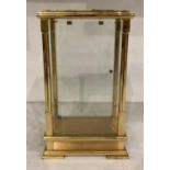 Brass and four glass mantel clock case (case only) with internal connectors inside, 17cm x 10.