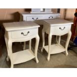 Three pieces of white bedroom furniture to match Lot 652 - includes a two drawer table,