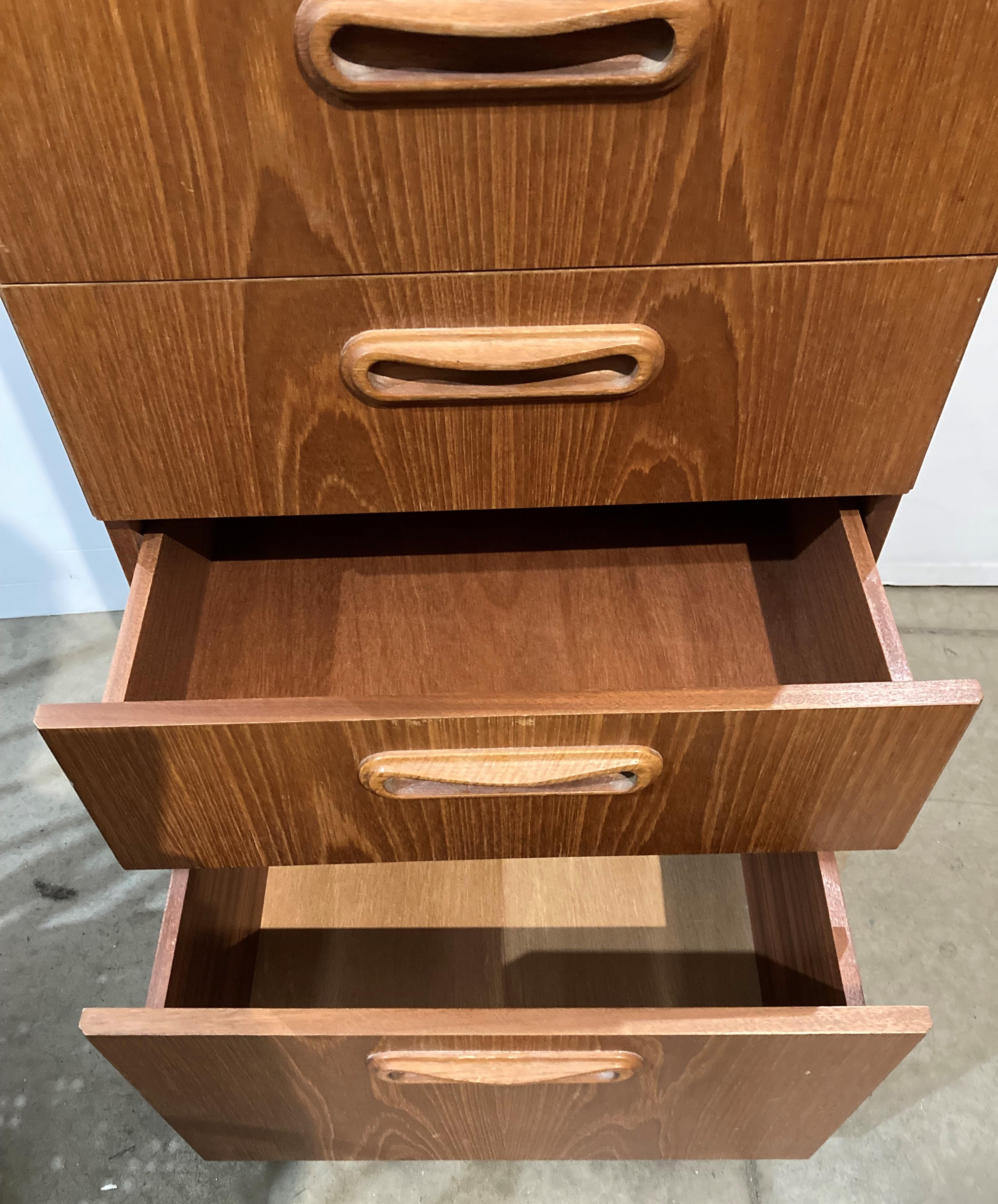 Mid-century teak and teak finish tallboy chest of five drawers, - Image 2 of 3