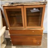Three assorted teak mid-century Tapley 33 floating wall units including drop front desk,
