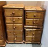 Pine five drawer chest of drawers and a pair of pine two drawer bedside drawers (3) (Saleroom