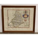 Framed reproduction map 'Saxton's Map of Northumberland 1576?',