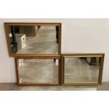 Pine framed wall mirror, 60cm x 45cm,