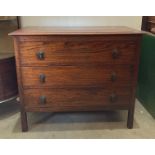 Oak three drawer chest of drawers,