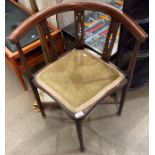 A mahogany with line inlay Edwardian corner chair (saleroom location: MS)