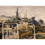 † Cynthia Kenny (1929-2021), 'Industrial Landscape', titled verso, oil on board,