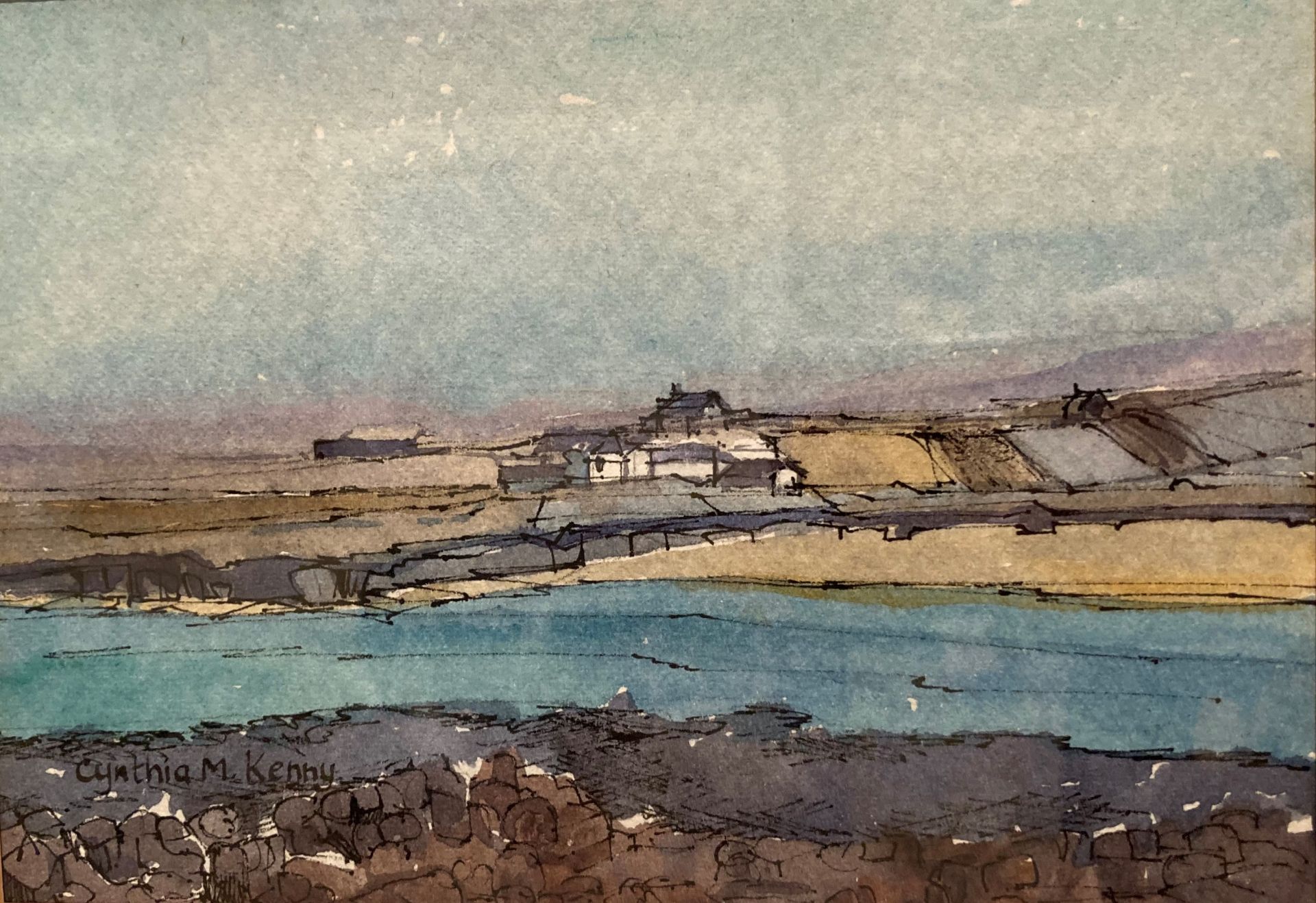 † Cynthia Kenny (1929-2021), 'Sandness, Shetland', titled verso, ink and watercolour,