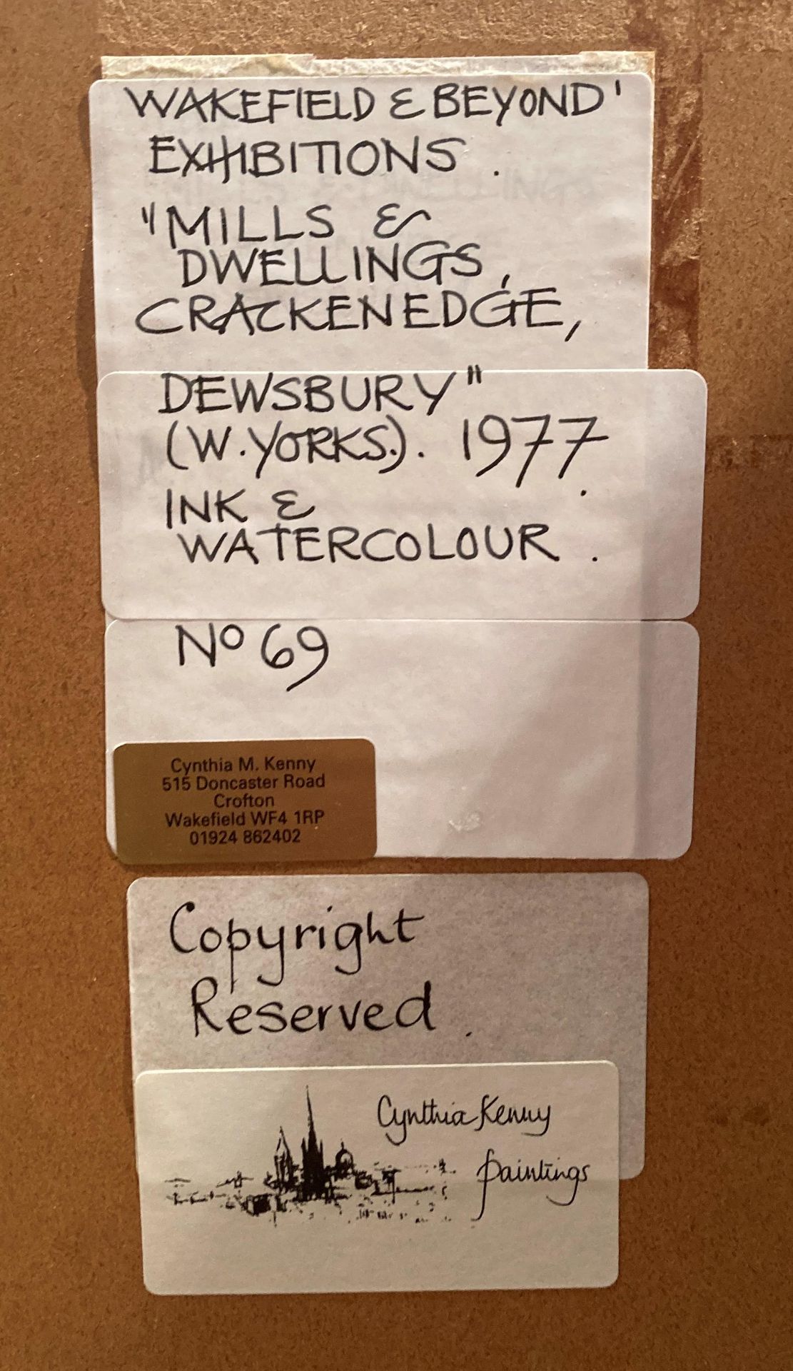 † Cynthia Kenny (1929-2021), 'Mills & Dwellings, Crackenedge, Dewsbury', titled verso, - Image 4 of 4