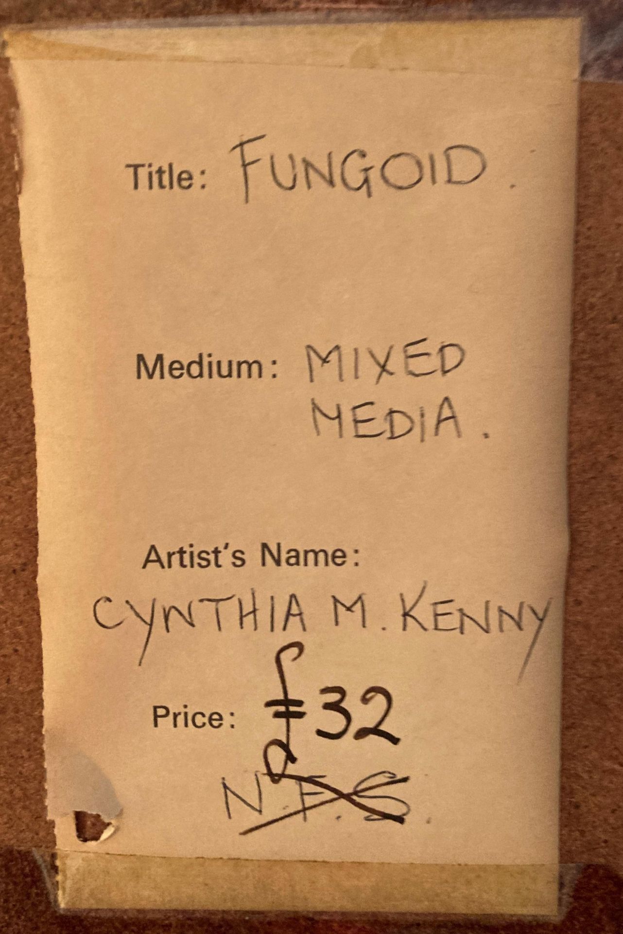 † Cynthia Kenny (1929-2021), 'Fungoid', titled verso, mixed media, image size 55cm x 74cm, - Bild 4 aus 4