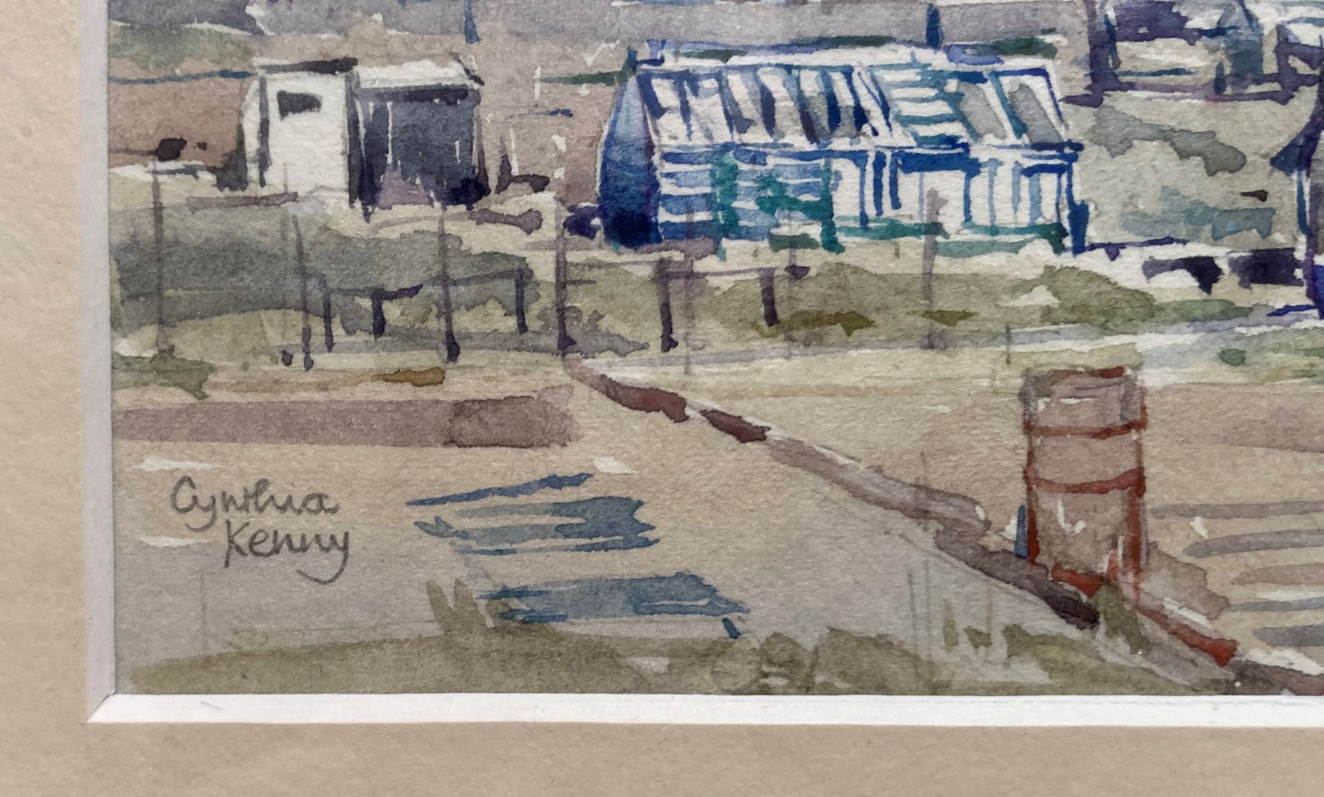 † Cynthia Kenny (1929-2021), 'Allotments, Eastmoor, Wakefield, 1983', titled verso, watercolour, - Image 2 of 4