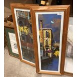 A pair of pine framed Venetian prints,