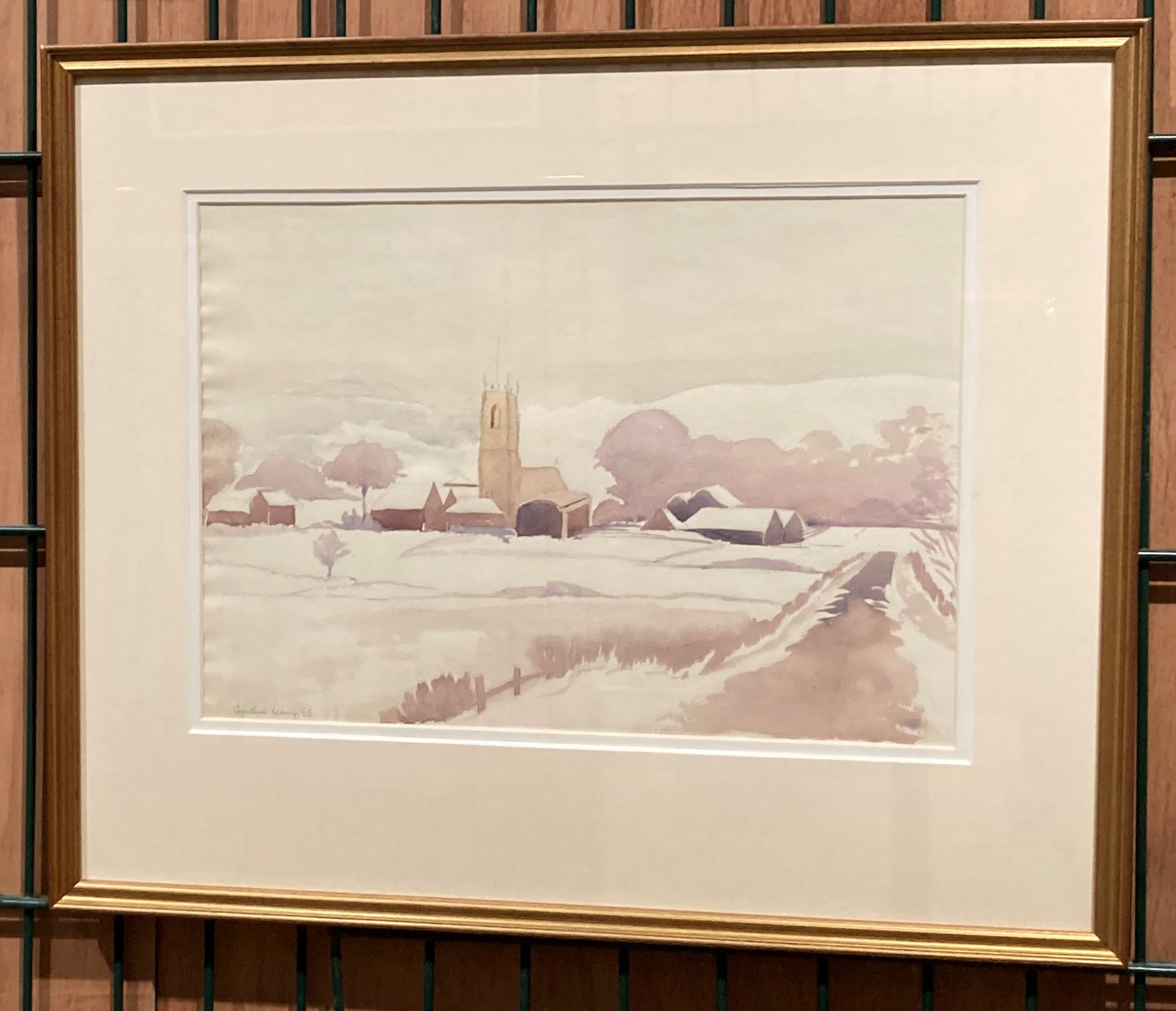 † Cynthia Kenny (1929-2021), Winter at Woolley, Wakefield, 1955', titled verso, watercolour, - Image 3 of 4