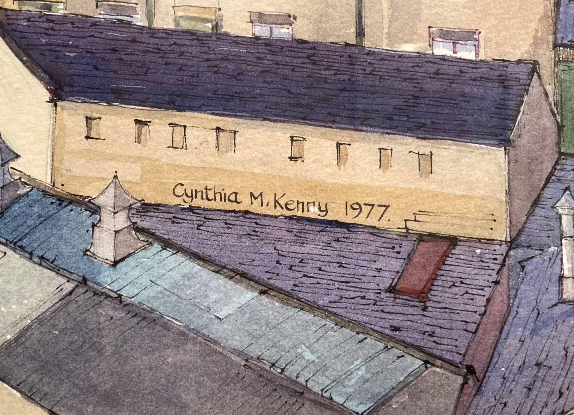 † Cynthia Kenny (1929-2021), 'Mills & Dwellings, Crackenedge, Dewsbury', titled verso, - Image 2 of 4