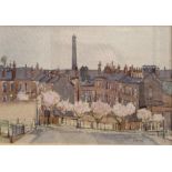 † Cynthia Kenny (1929-2021), 'Dwellings & Cherry Blossom, Wakefield, 1983', titled verso,