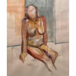 † Cynthia Kenny (1929-2021), 'Seated Nude I 2003', conte crayon and watercolour ,
