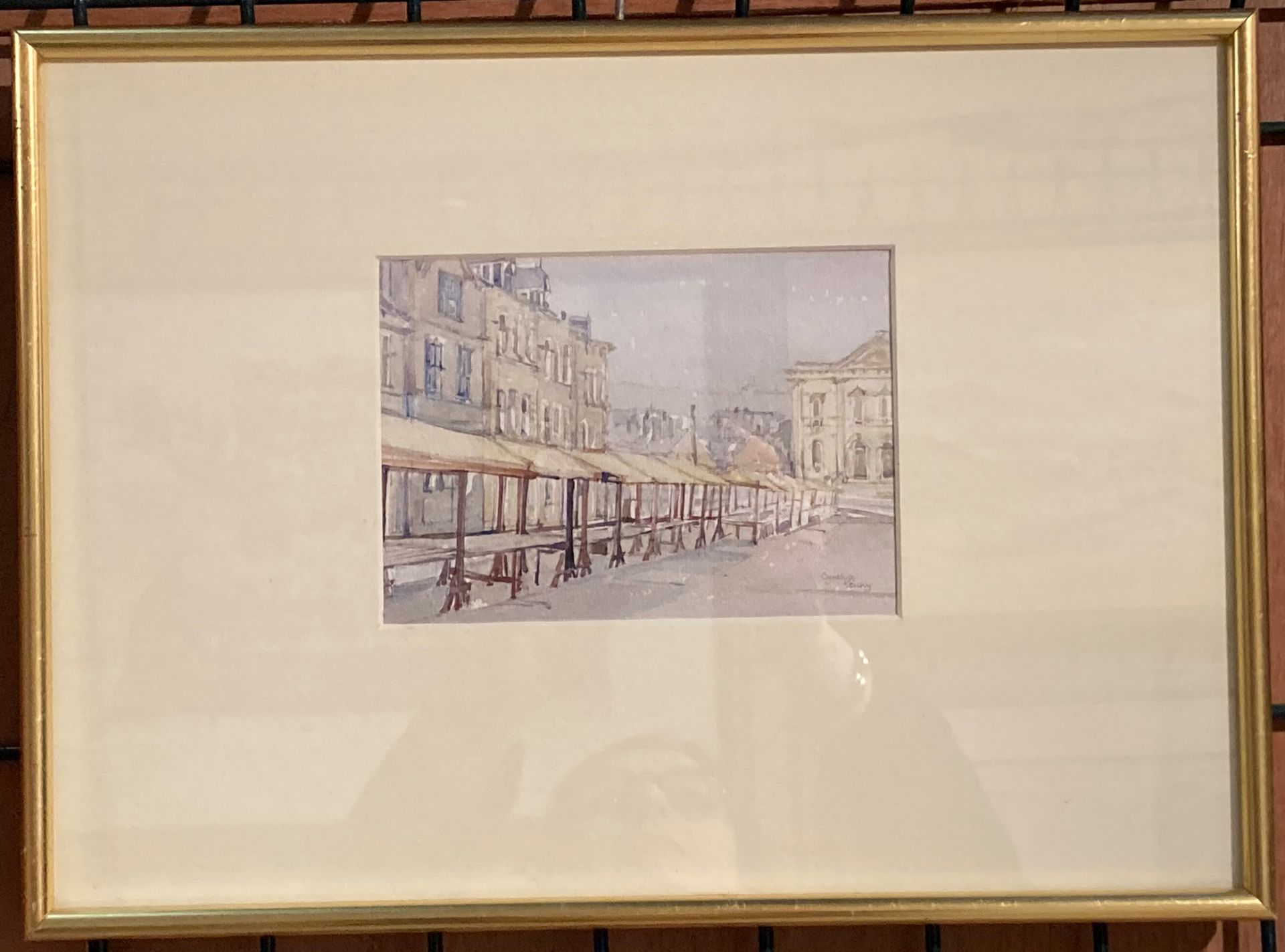 † Cynthia Kenny (1929-2021), 'Market stalls at Batley (W Yorks) 1983', titled verso, - Image 3 of 4