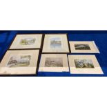 Lockey, three small framed limited edition prints of St Ives, Houghton Mill and Cenbridge,