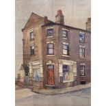 † Cynthia Kenny (1929-2021), 'Corner Shop, Belle Vue, Wakefield, 1976, ink and watercolour,