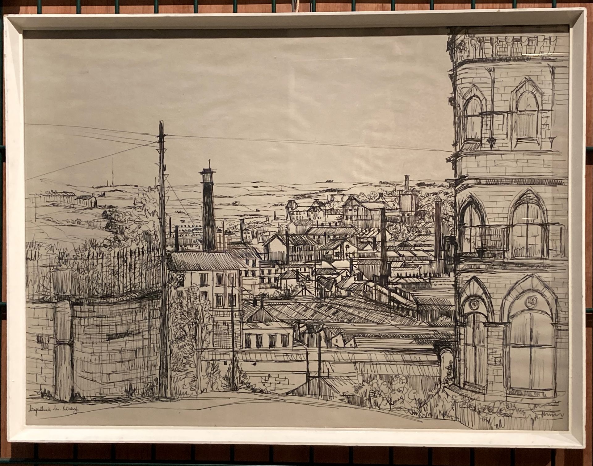 † Cynthia Kenny (1929-2021), 'Drawing of Batley from area at Batley Railway Station - 1973?', - Image 3 of 4