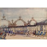 † Cynthia Kenny (1929-2021), 'Deck Chairs at Brighton 1981', titled verso, watercolour,