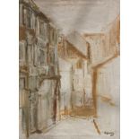 † Cynthia Kenny (1929-2021), Yorkshire street scene, oil on canvas, image size 78cm x 57cm,