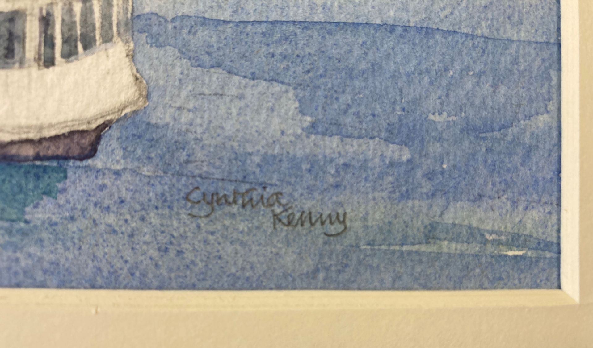 † Cynthia Kenny (1929-2021),],'Steamers in 'Stockholm', titled verso, watercolour, - Image 3 of 7