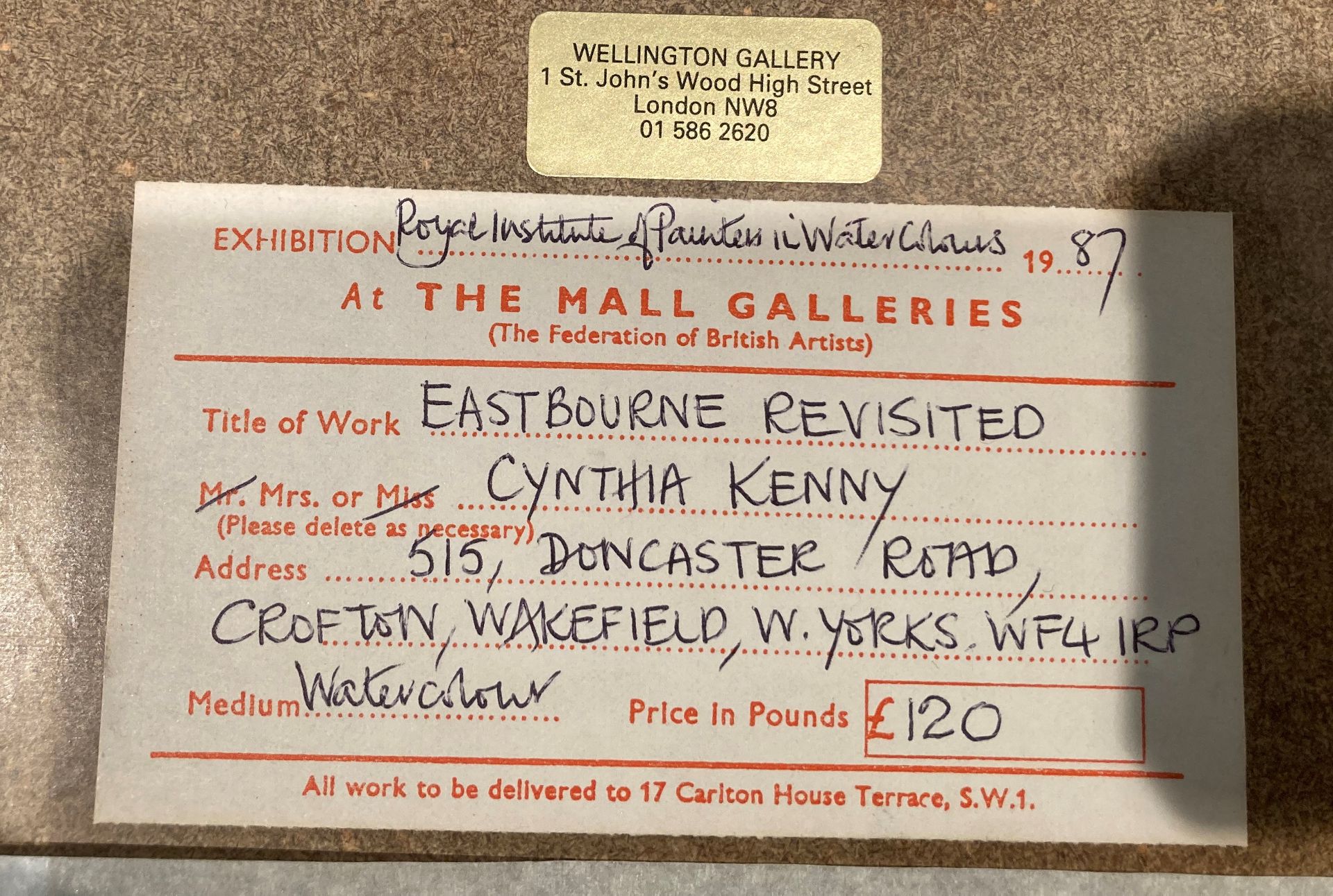 † Cynthia Kenny (1929-2021), 'Eastbourne Revisited', titled verso, watercolour, - Image 4 of 4